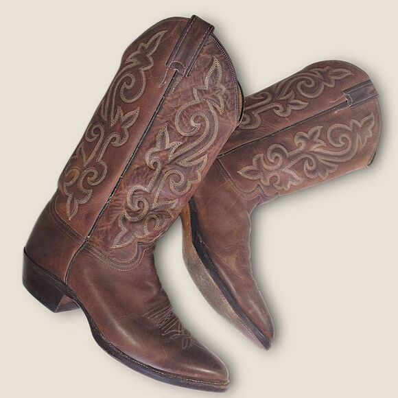 Justin Mens boots Sz 9D Buck Brown Round Toe Western Boots 2253 Comfort Cushion - Picture 1 of 14